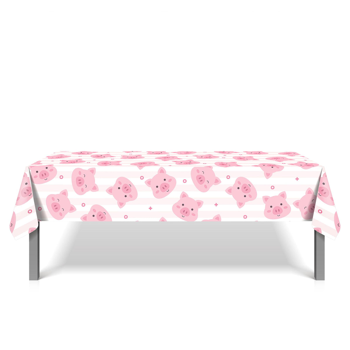 CC HOME 1Pc Pink Pig Party Plastic Tablecloth 54 x 87 Inch Farm Animal Long Rectangular Table Cover for Buffet, Cute Piggy Baby Shower Party Holiday Dinner, Picnic Tablecloth for Kitchen Event Use