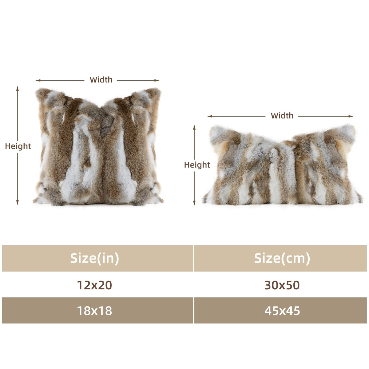 ROSE FEATHER Genuine Rabbit Fur Pillow Covers Set of 2,Luxury Decorative Throw Pillowcases Fluffy Animal Skin Accents Bolster Cushion Cover for Couch Sofa Bedroom Living Room Home,18x18 inch,Yellow
