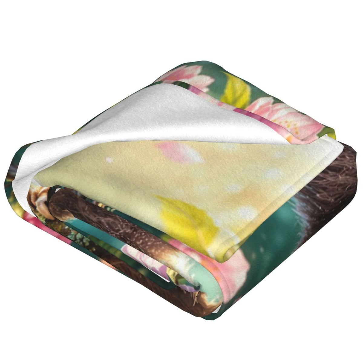 TZJCCMAY Cute Sloth Blanket for Kids Women Adults, Floral Animal Lovers Throw Blankets, Soft Lightweight Fleece for Bed Sofa Home Living Room Decor, Birthday Gifts, 50x60in