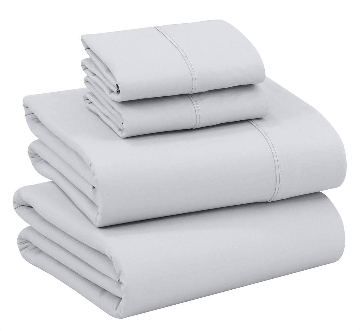 RUVANTI 100% Cotton Percale Sheets Queen Size – Crisp Cooling Bed Sheets for Hot Sleepers, Deep Pocket 16”, Soft Breathable & Durable Hotel-Style 4 Piece Set, Quiet Gray