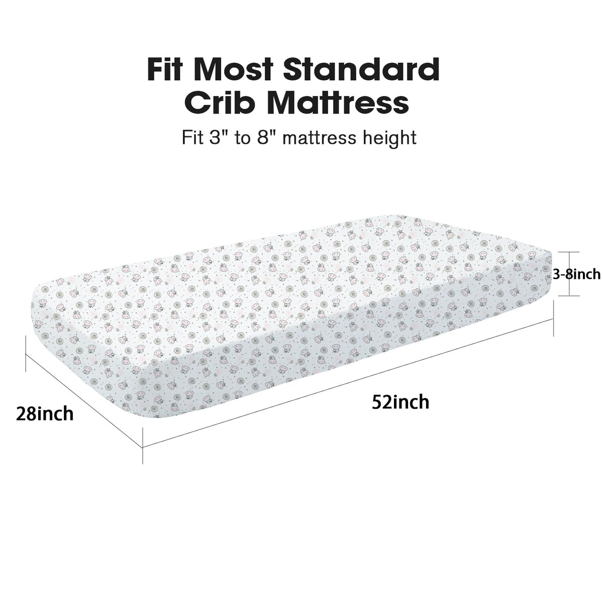 Little Grape Land Crib Sheets 2 Pack for Boys and Girls, Baby Neutral Crib Fitted Sheets for Standard Crib & Toddler Mattress, Super Soft Breathable Fitted Crib Sheet Set, Flying Cow