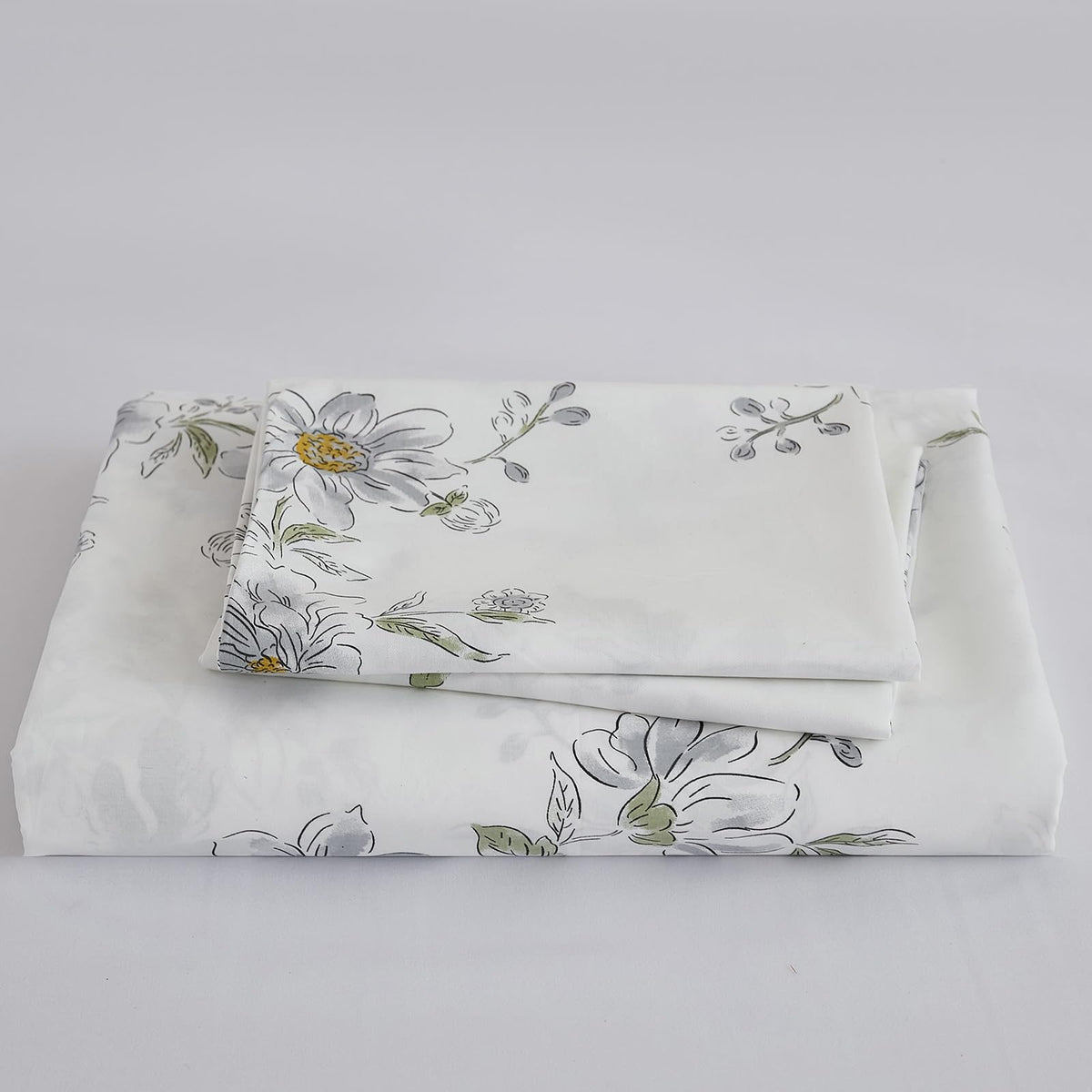 Cozaline 100% Cotton Duvet Cover Set King – Cream Fresh Watercolor Floral Bedding Set 3 Pieces, Ultra Soft Reversible Comforter Cover with Zipper Closure, Nature-Inspired Botanical Bed Set