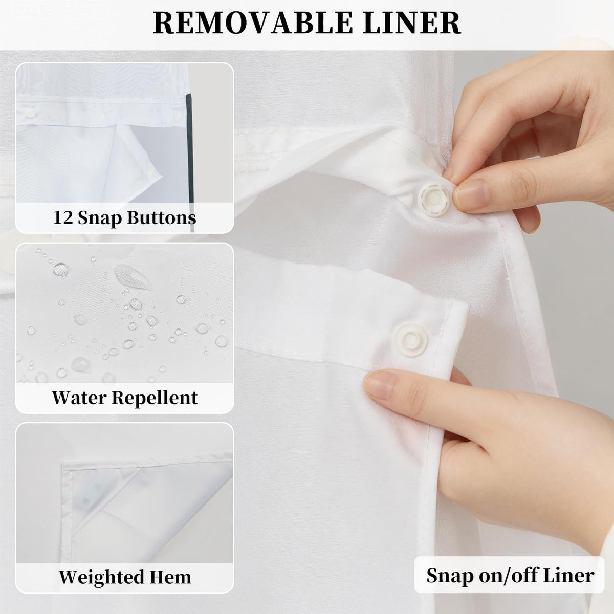 NAEMBCU No Hook Forest Shower Curtain with Snap in Liner Set, Waterproof Fabric Shower Curtain with Mesh Top Window, Misty Pine Tree Landscape Bath Curtain, Nature Woodland Bath Decor 71x74 Inch