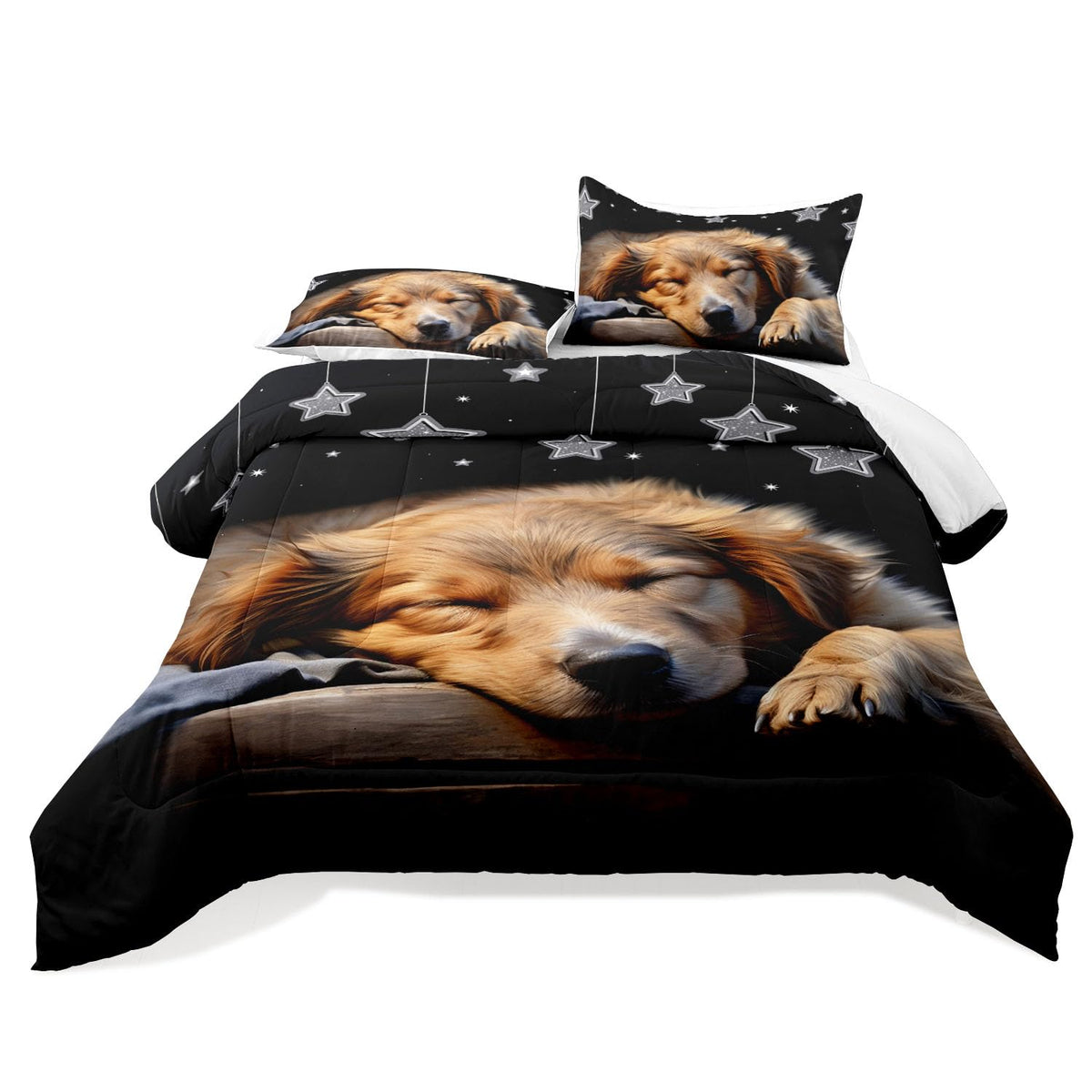 Raphus Cucullatus Dog Print Comforter Set Twin, Puppy Dog Pals Bedding Set, Animal Print Black Comforter, Kawaii Bedding Sets for Girls, Cute Comforter Sets for Twin Size Bed