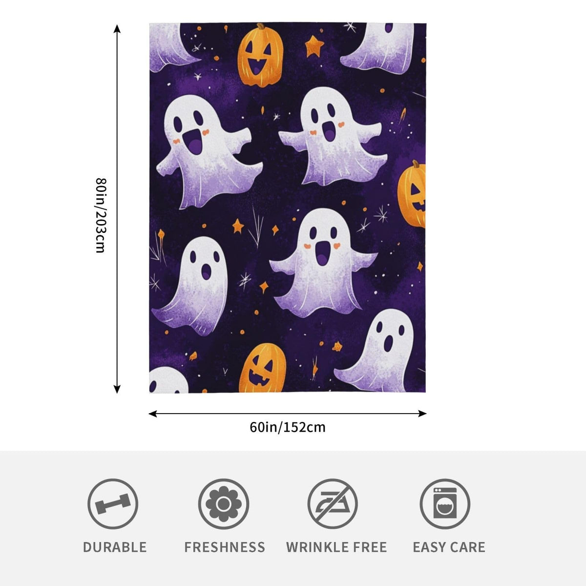 CDSASHCA Spooky Cute Flannel Blanket,Soft Fleece Throw with Smiling Ghosts Motif,Lightweight & Warm,Ideal for Fall Snuggles Or Festive Presents,Vibrant Design,Gifts for Friedns and Family 60X80 Inch