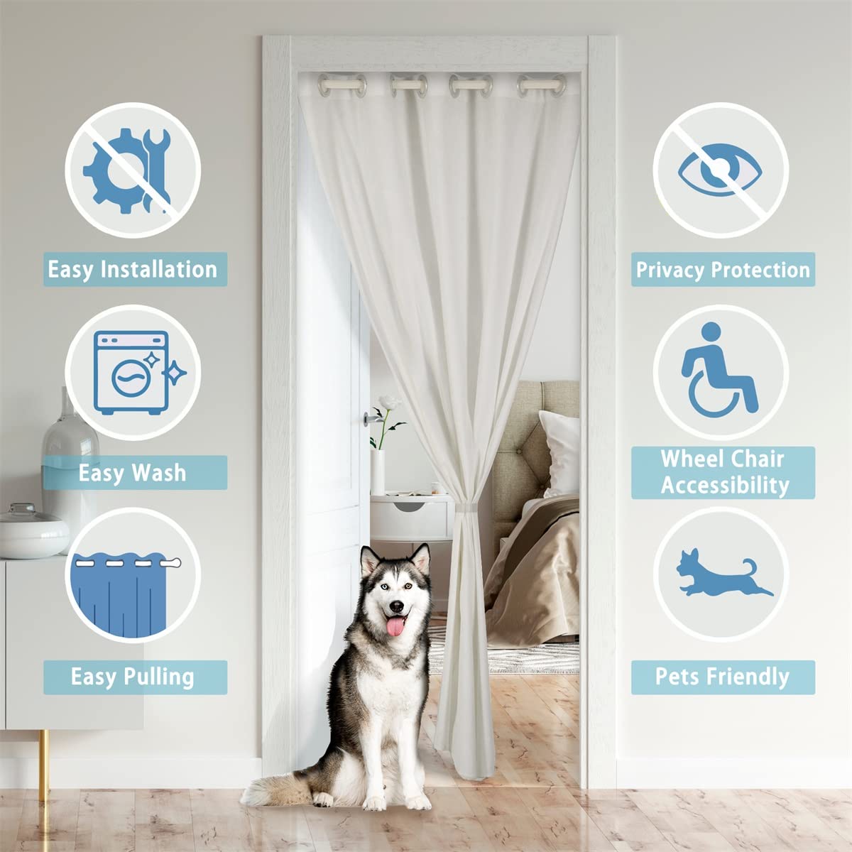 Glitter Print(No Glitter) Door Curtain for Doorway Privacy,Diamond Closet Door Cover Curtain for Bedroom,Silver Shiny 30%-50% Room Darkening Blackout Insulated Thermal Curtain,34x80 Inch 1 Panel
