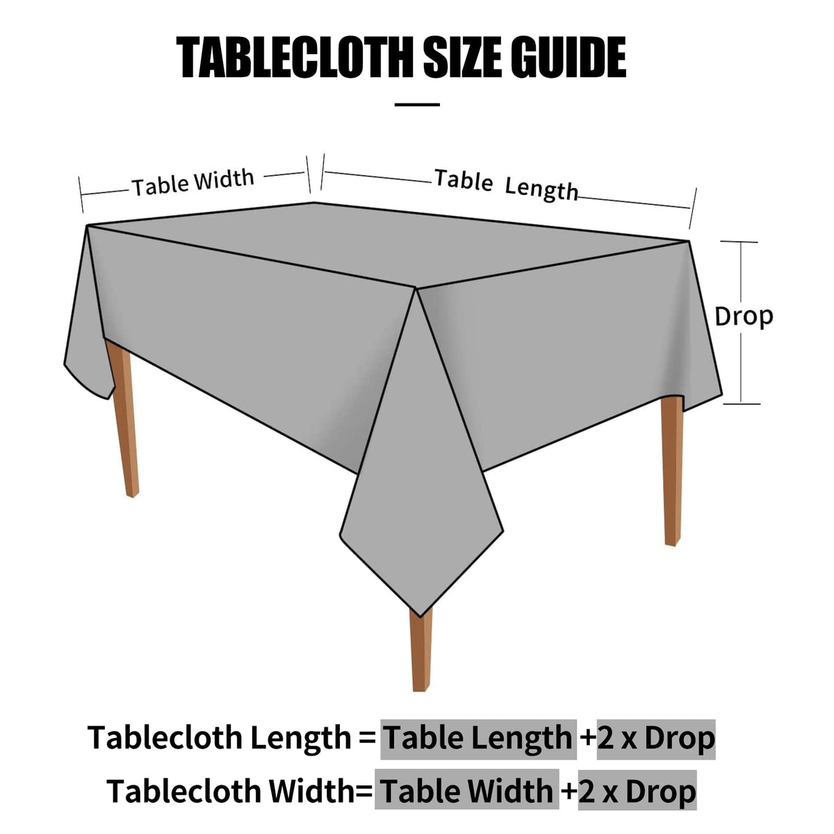 Smiry Rectangle Table Cloth, Waterproof Heavy Duty Vinyl Tablecloths, Wipeable Washable Table Cover for Kitchen and Dining Room (Grey, 60" X 140")