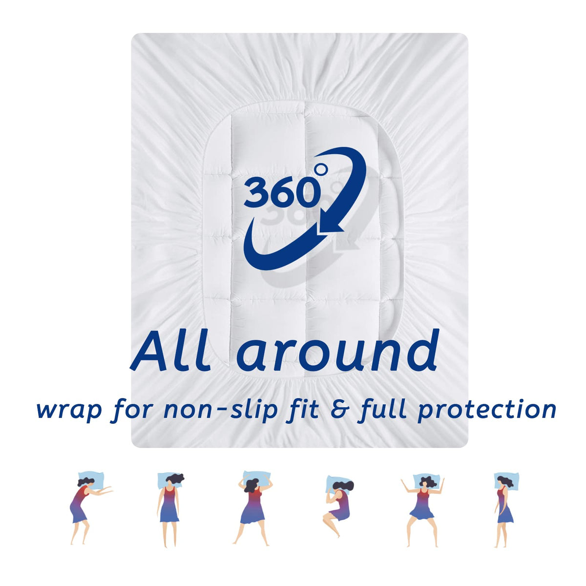 Full XL Size Mattress Topper for Back Pain, Cooling Extra Thick Mattress Pad Cover with 8-21 inch Deep Pocket, Plush Pillow Top Mattress Topper Overfilled with Down Alternative, Full Extra Long, White