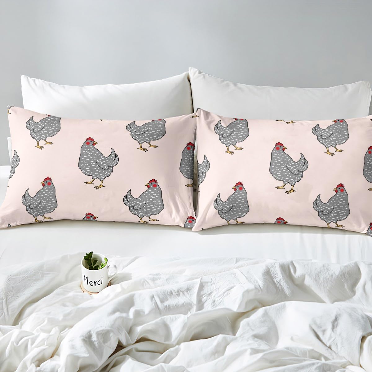 Erosebridal Rustic Chicken Duvet Cover for Kids Boys Girls,Watercolor Rooster Bedding Set Twin,Farmhouse Animal Comforter Cover,Country Wild Animal Quilt Cover with 1 Pillowcase Lightweight