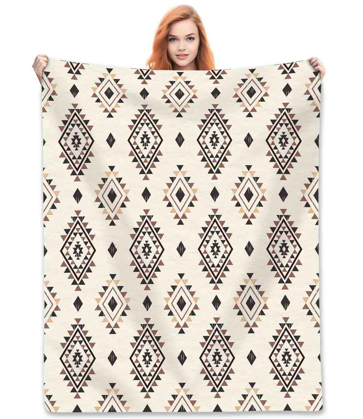 TKUYO Aztec Blanket, Boho Southwestern Natvie Tribal American Ethnic Western Abstract Geometric Vintage Retro Fuzzy Fleece Fannel Throw Blanket for Sofa Bed Chair Couch Car, 30"x40" Inch