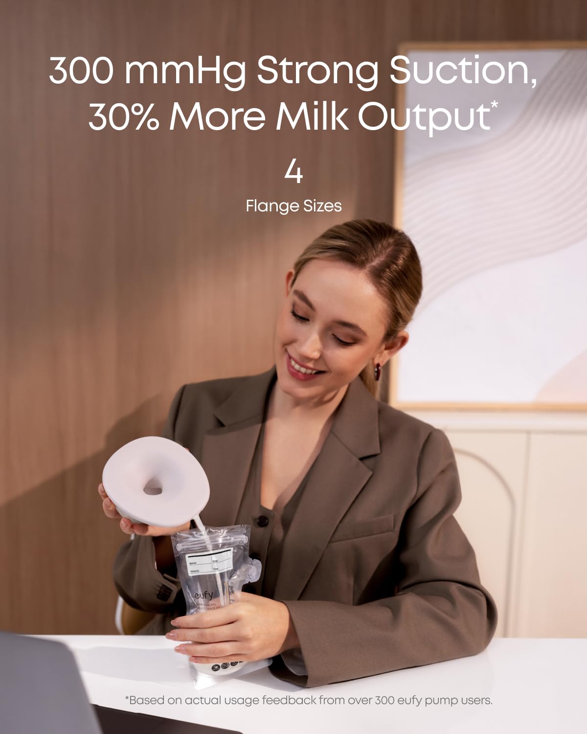 eufy Security Heated Breast Pump S1, Hands-Free Breast Pump with Industry-Leading HeatFlow Tech, App-Controlled OptiRhythm, 300 mmHg Strong Suction, Leakproof, Slim and 46 dB Quiet for in-Bra Use