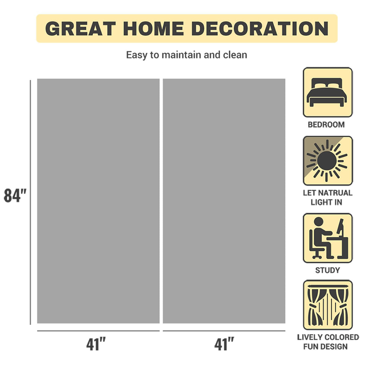 Funnytree 82" X 84" Colorful Mystery Pattern Window Curtains Magnifying Glass Icons Drapes Bedroom Home Room Decor Durable Fabric Machine Washable