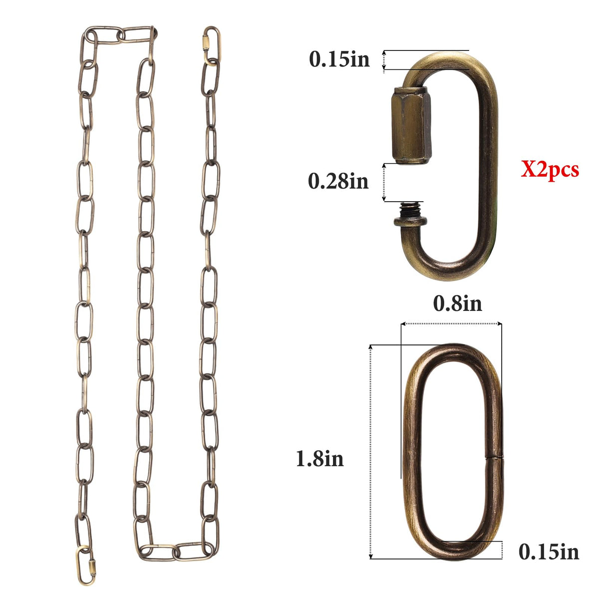Chandelier Chain 6/10/15 Feet SANGLE SOPFFY Light Fixture Chain for Chandelier or Swag Light Fixtures,Lighting Chain Extension with Link Locks, Plant Hanging Chain(Bronze, 6 Feet)
