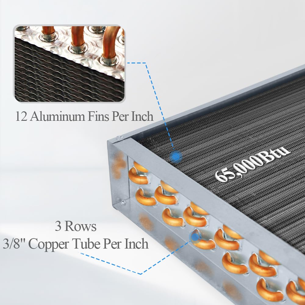 AB Water to Air Heat Exchanger 14x14 with Copper Ports 1" for Outdoor Wood Furnaces, Residential Heating and Cooling, and Forced Air Heating
