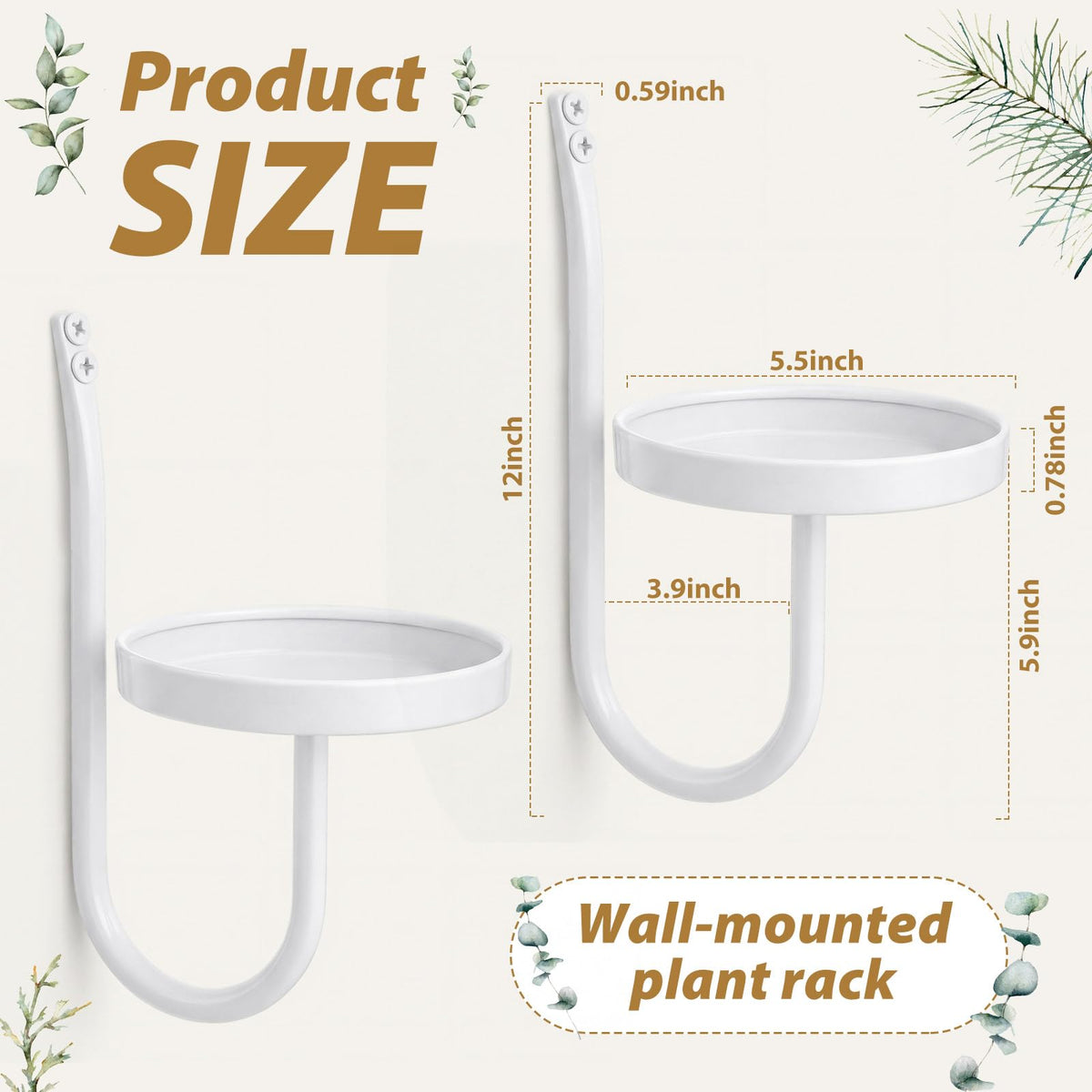Otoolling 2 Pcs Hanging Planters for Indoor Plants Wall Plant Holder Plant Hanger Wall Planters Shelves Decor for Living Room Bathroom Window (White)