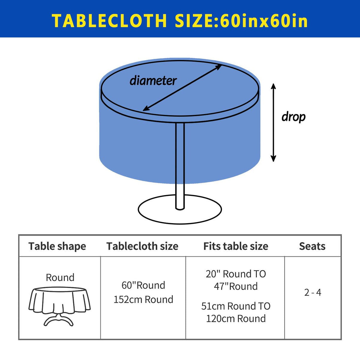 Maytycroo Spring Summer Lemon Table Cloth 60x60 Inch Waterproof Washable Lemon Round Tablecloth Spring Summer Table Decor for Dining Holiday Party