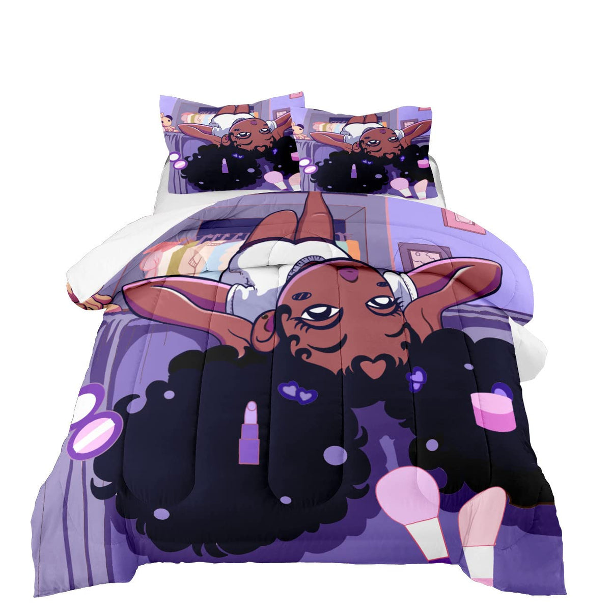 FJKJHKGJ African Black Girl Twin Bedding Set, Twin Bed Bedding for Kids Black Girl Comforter Set, 1 Comforter + 1 Pillowcase
