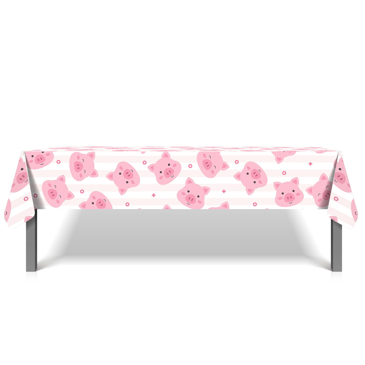 CC HOME 1Pc Pink Pig Party Plastic Tablecloth 54 x 87 Inch Farm Animal Long Rectangular Table Cover for Buffet, Cute Piggy Baby Shower Party Holiday Dinner, Picnic Tablecloth for Kitchen Event Use