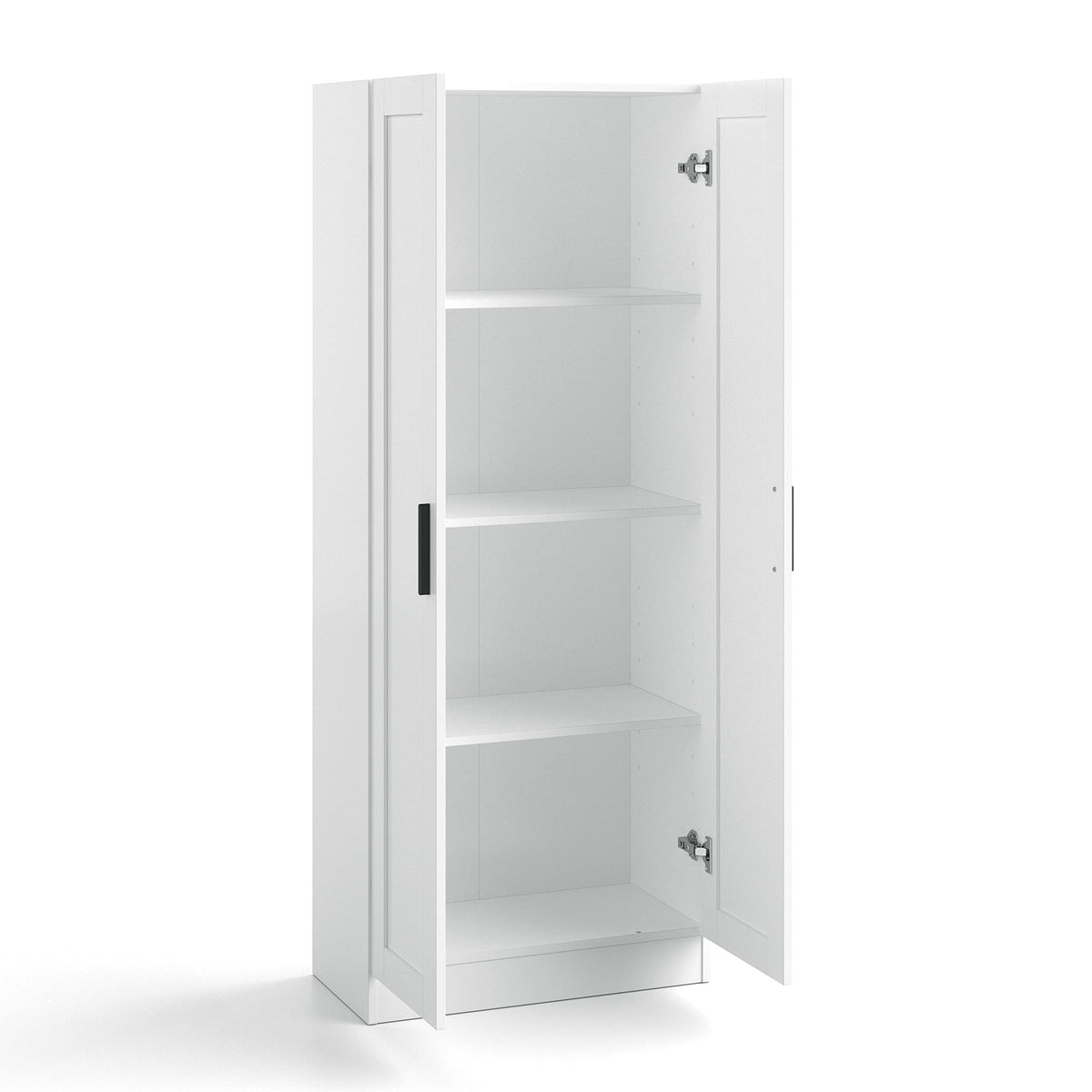 Panana Wooden Storage Cabinet, Narrow Pantry Cabinets Free Standing Tall Storage Cabinet with 2 Doors and Shelves (White)