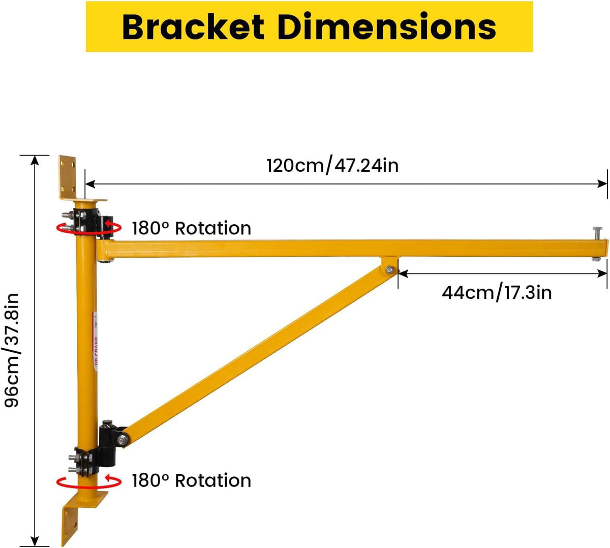 Doppy Wall Mount Jib Crane, Heavy-Duty Hoist Bracket Carbon Steel, 180° Swivel Scaffold Lifting Arm for Electric Hoists Up to 440 Lbs
