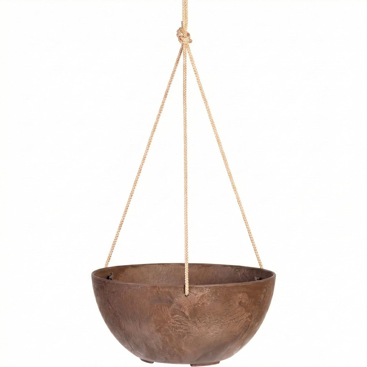 Root & Vessel Self Watering Hanging Planter for Indoor or Outdoor Plants, Unique Marbled Hanging Basket Made of Eco-Friendly Blend of Stone & Plastic, Rust, 12"