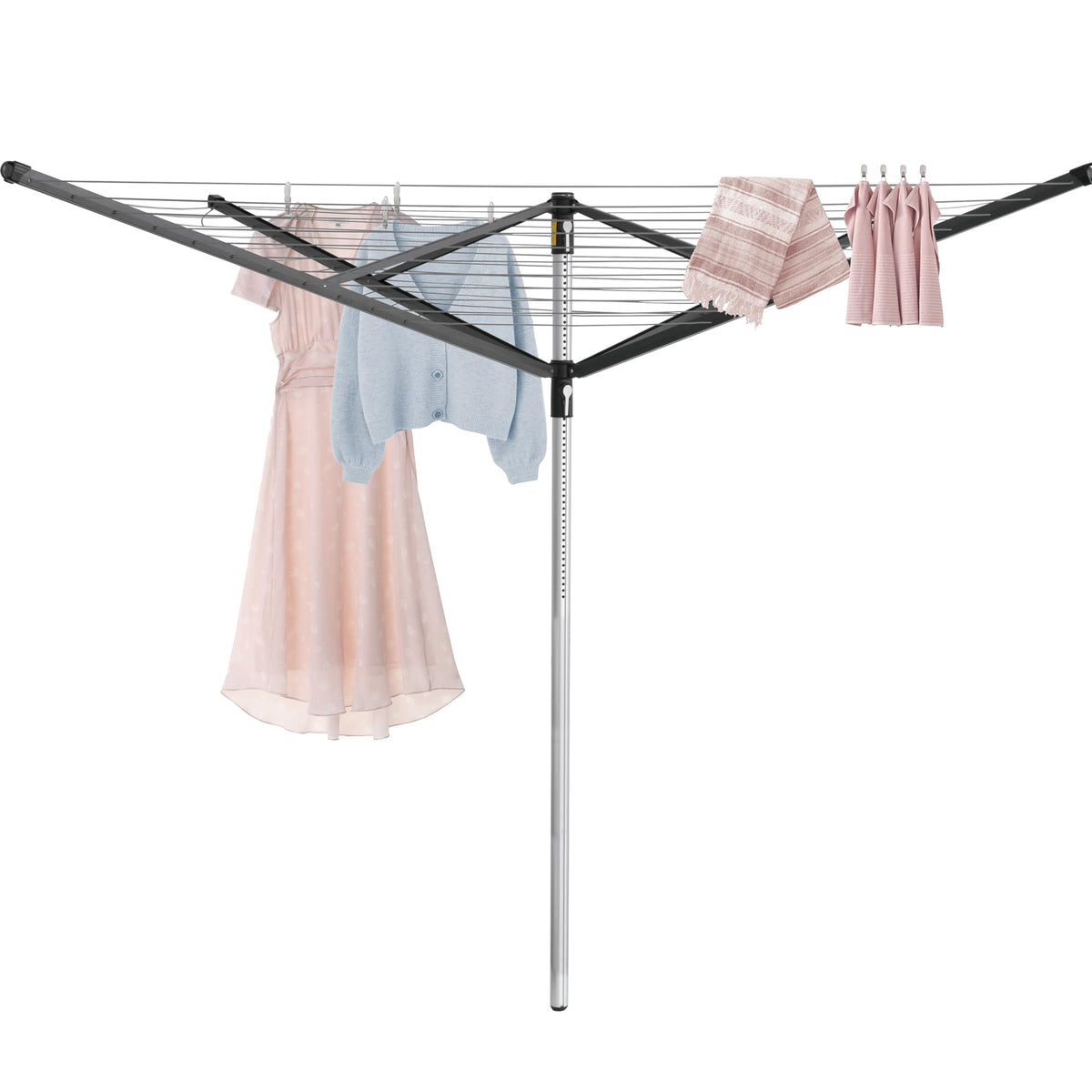 Sukkiri Homu Umbrella Drying Rack, Retractable Outdoor Drying Rack, Height Adjustable, 196 ft Long Clothesline, Holds 5 Laundry Loads, for Garden, with Ground Stake