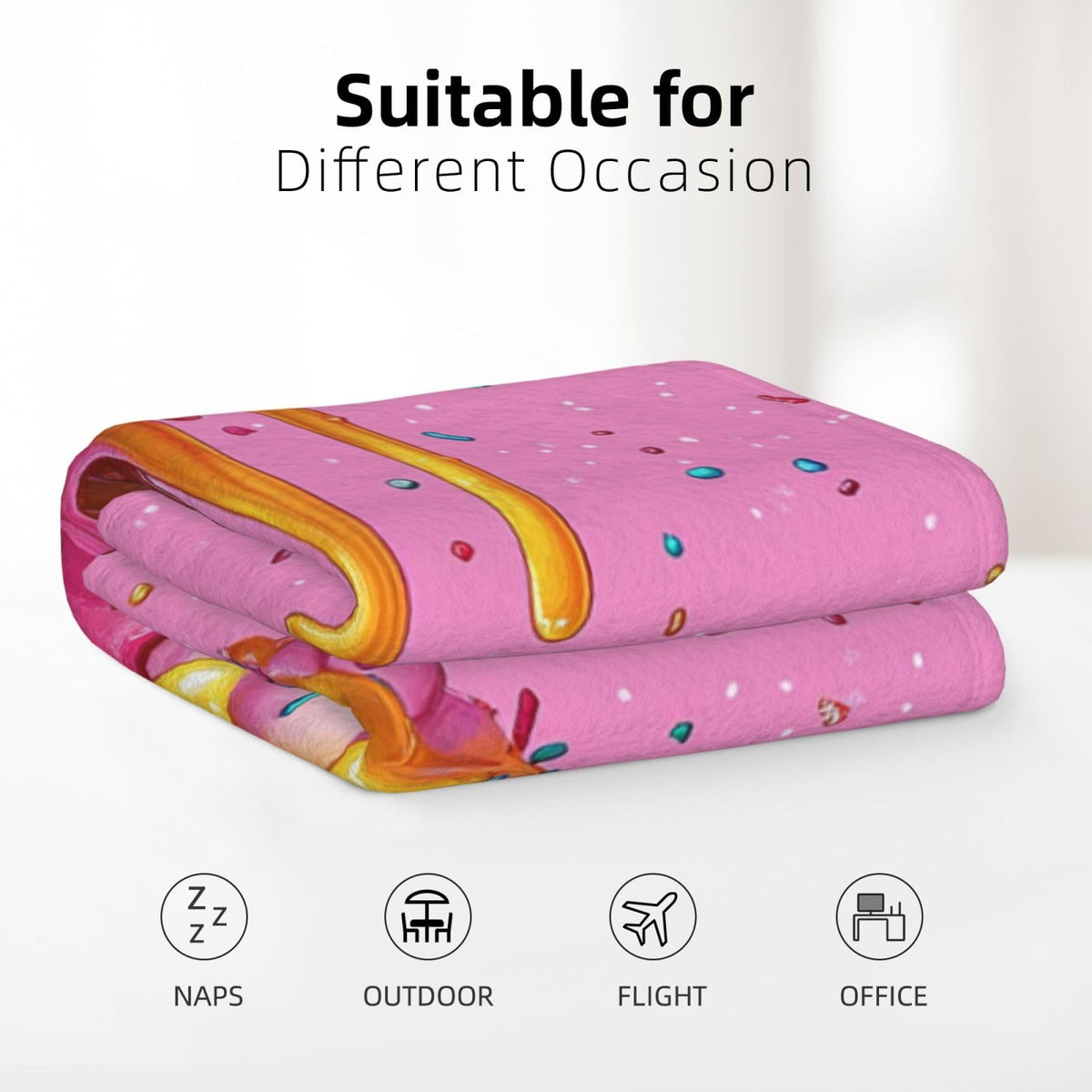 CDSASHCA Flannel Fleece Blanket,Dessert Dreams,Colorful Ice Cream Pattern, Cozy for Sweet Tooth Lovers, Machine-Washable, Cheerful Kitchen Accessory,Light and Warm,Gifts for Classmate 30X40 inch