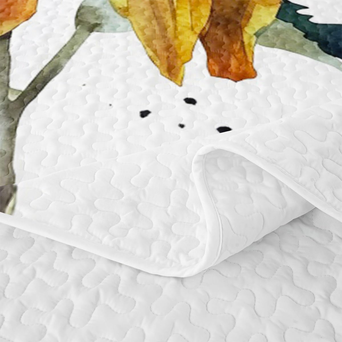 Erosebridal Sunflower Quilt Set Queen Watercolor Sunflower Bedding Coverlet Garden Fresh Style Bedspread with 2 Pillowcases All Season Girl Women Soft Bed Lightweight Comforter