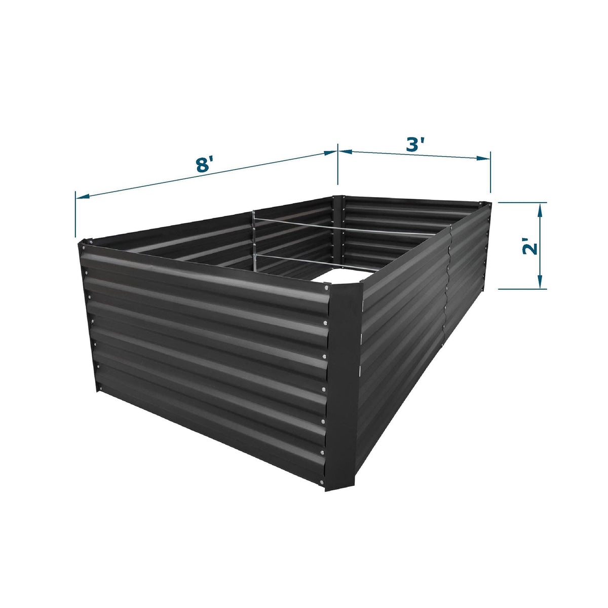 8x3x2FT Metal Raised Garden Bed Kit, Galvanized Outdoor Garden Bed Planter Box for Vegetables, Flowers, Herbs, Succulents and More, Black