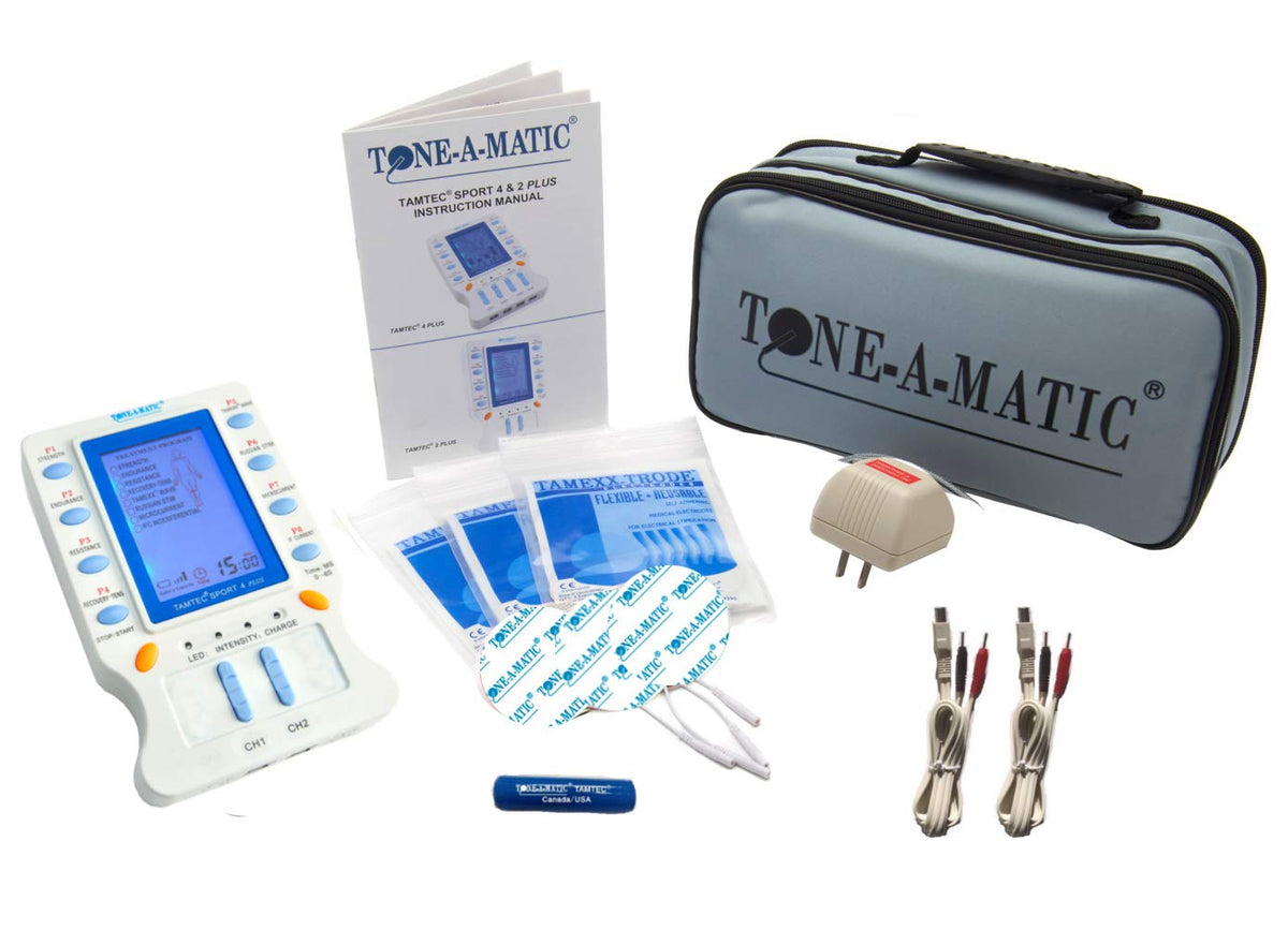 TAMTEC Sport 2 Plus – Muscle Stimulator with TENS Kit – 8 Programs – Helps Improve Muscle Strength and for Pain Relief – Dual Channel EMS Unit