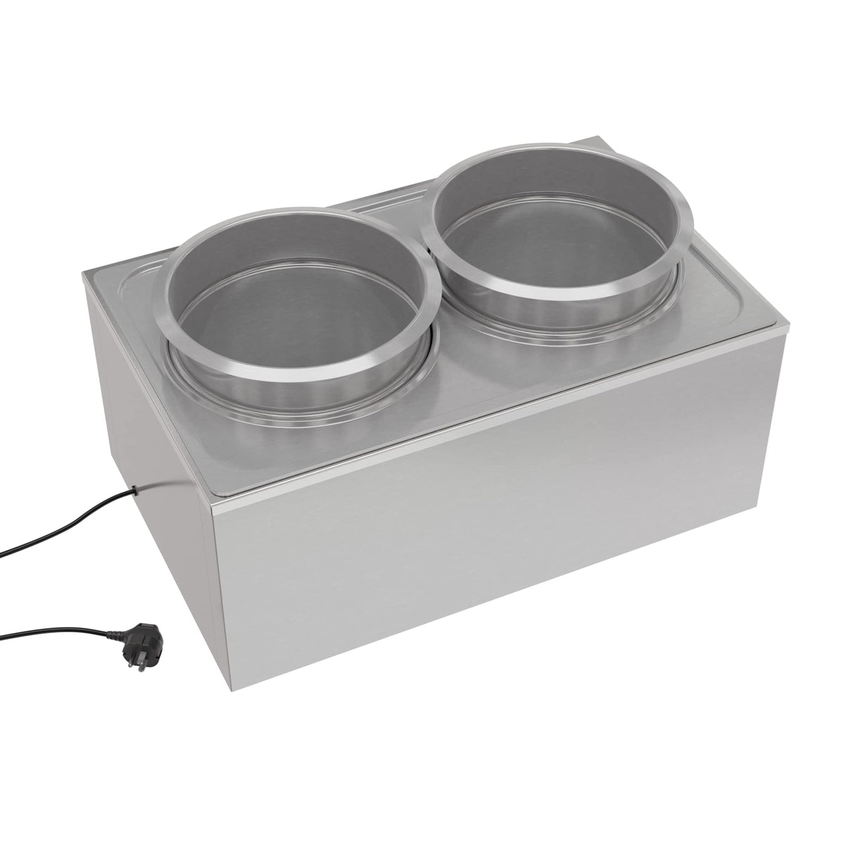 KoolMore Commercial Bain Marie Countertop Food Warmer, Soup Station, and Buffet Table Server with Two Serving Pots and Tap, Stainless-Steel Steamer with Auto Shut Off (CFW-4T), Silver