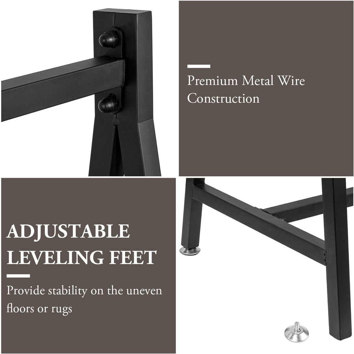 MyGift 57 Inch Modern Black Heavy Duty Metal A-Frame Wardrobe Clothing Rack, Commercial Grade Freestanding Garment Hanger for Bedroom Closet Clothes or Retail Display