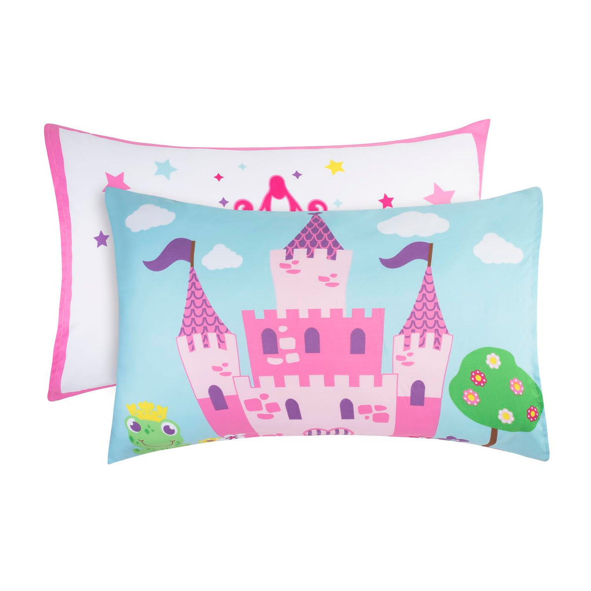 EVERYDAY KIDS 4 Piece Toddler Bedding Set -Princess Storyland- Includes Comforter, Flat Sheet, Fitted Sheet and Reversible Pillowcase