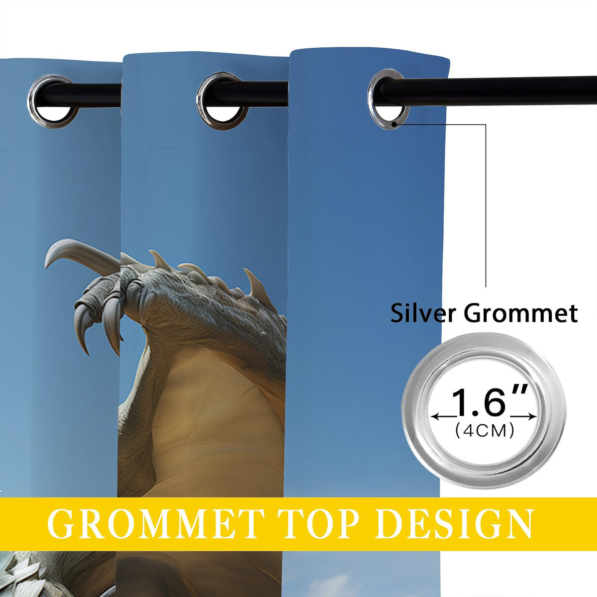 ONINUO Flying Dragon Blackout Curtains for Girls Boy Home Decor, Fantasy Magic Animals Game Grommet Thermal Insulated Drapes Darkening Window Curtain for Bedroom Living Room, 42 x 45 Inch
