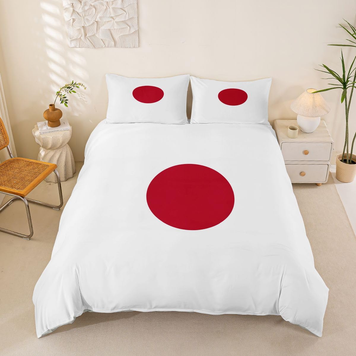Feelyou Japanese Flag Duvet Cover Full Size Boys Girls Japan Bedding Set Breathable Soft World Countries Comforter Cover 3Pcs International Flag Bedroom Decor