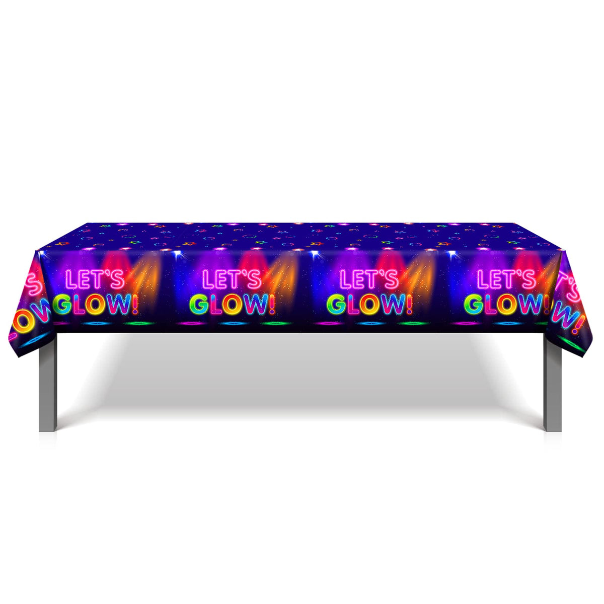 1 Pieces Glow Party Plastic Tablecloth 54 x 87 Inch Long Table Cover, Glow in The Dark Club Bar Night Wedding Baby Shower Party Holiday Dinner Picnic or Tablecloth for Kitchen Event Use