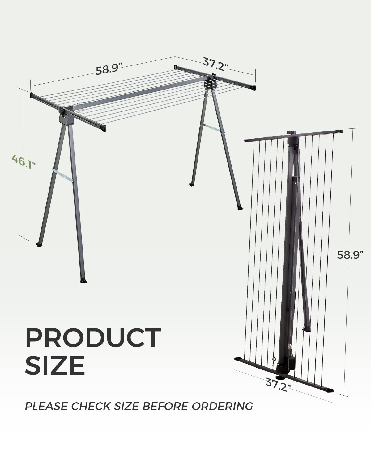 Sukkiri Homu Outdoor Clothes Drying Clothesline Rack, Heavy-Duty Steel Collapsible Laundry Drying Rack, Foldable & Portable Garment Drying Stand for Patio, Yard, Travel, Space-Saving Design