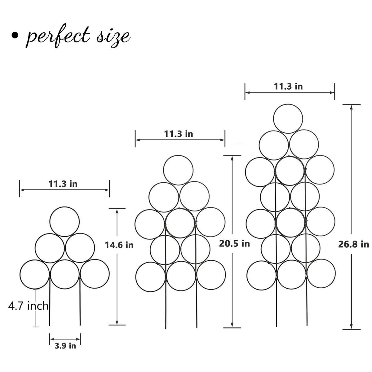 Plant Trellis for Climbing Plants Indoor Outdoor, Trlzey 3 Pack Stackable Metal Trellis - Small Garden Trellis for Potted Plants, Vine Support for Ivy, Flowers, DIY Home Deco