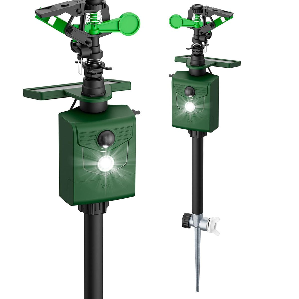 G-Jyuncyou Motion-Activated Sprinkler, Solar Animal Repellent Outdoor - Deer Cat Deterrent with Motion Sensor & Flashing Lights, Protects Yard & Garden from Deer, Cats, Raccoons