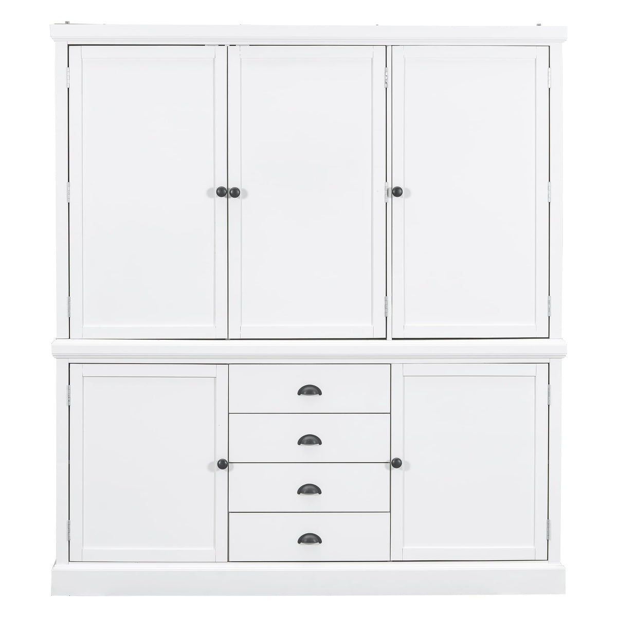 Merax 73'' Freestanding Wooden Kitchen Pantry Organizers and Storage Cabinet with 4 Drawers Cupboard with Door Adjustable Shelves for Dining Room, White