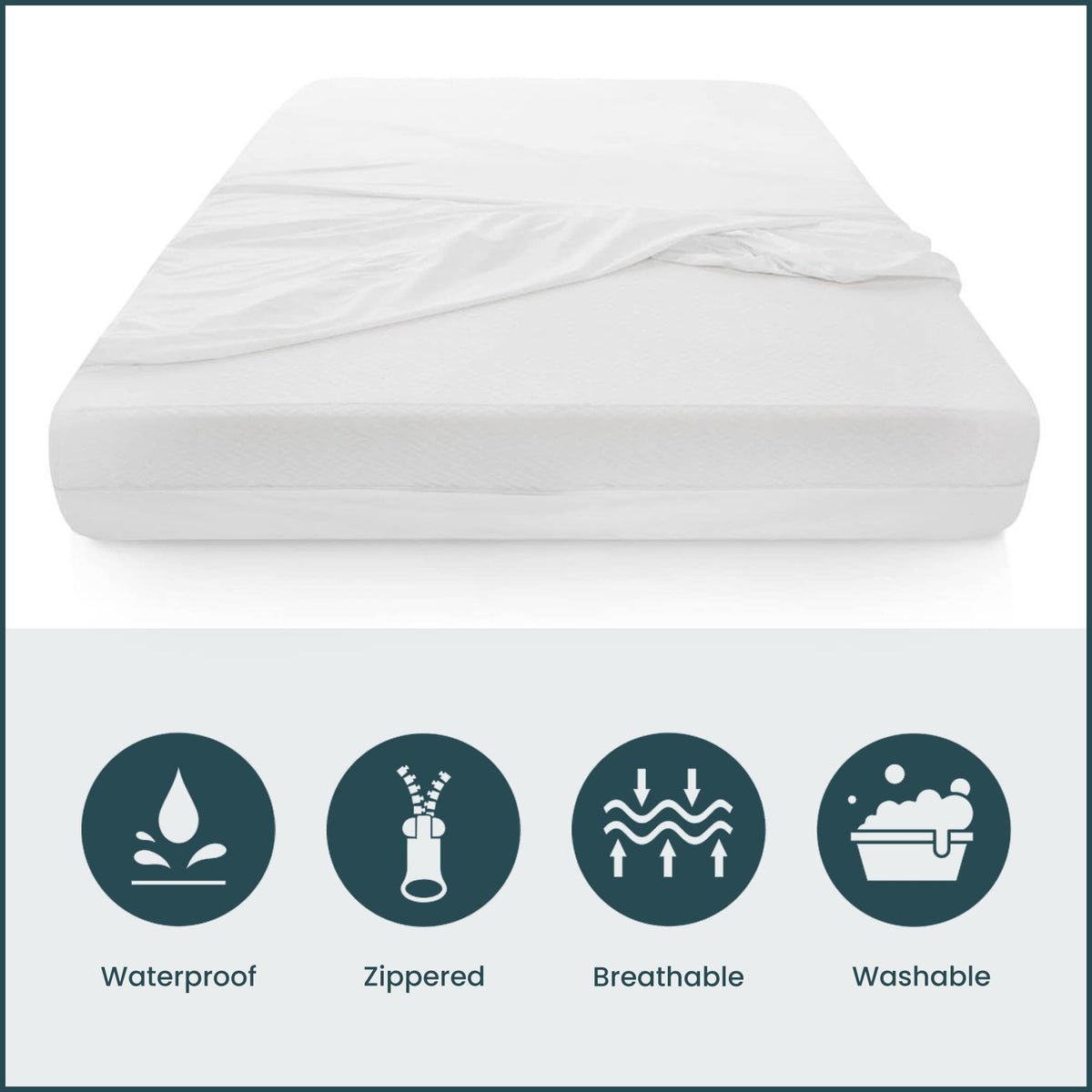 Spinal Sleep, Ultra Soft-Premium Zippered Mattress Protector Cover, Water Proof, Breathable and noiseless, Fits Mattress 10 to 14-Inch, Queen, White