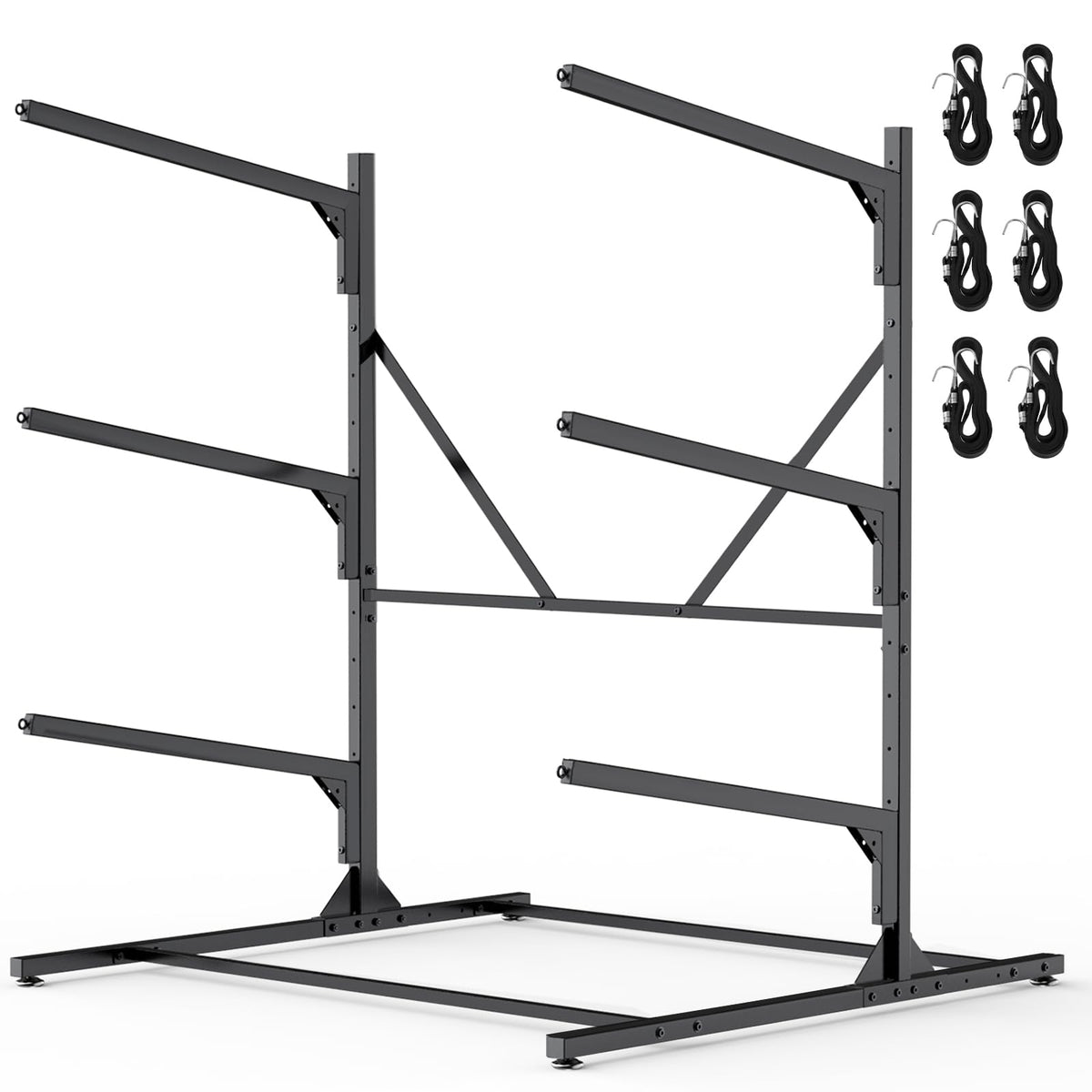 LXVOOEE Kayak Storage Rack, Heavy Duty Freestanding Kayak Rack for Garage and Outdoor Storage, Kayak Stand Adjustable for Kayak, Canoe, Surfboard and Paddle Board