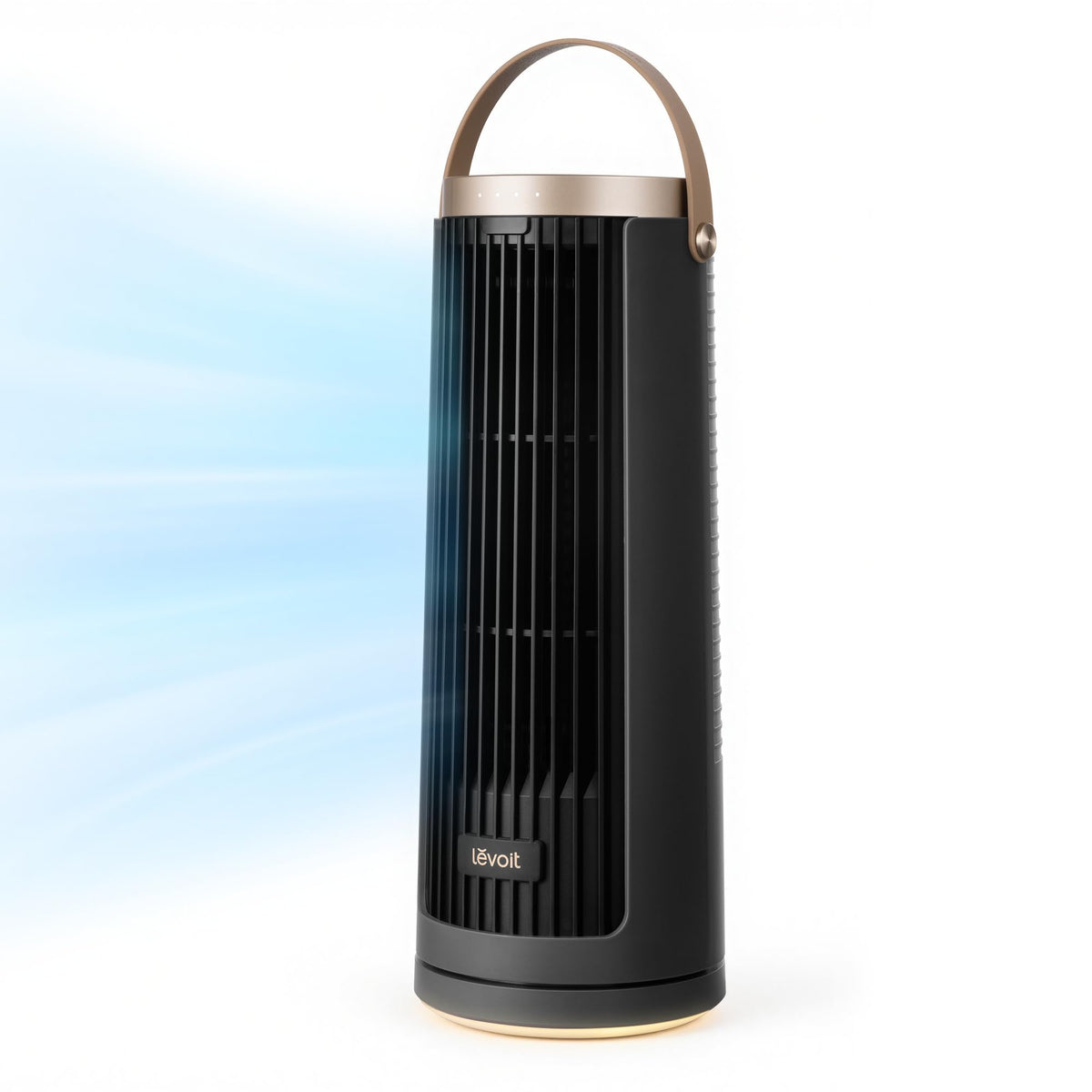 LEVOIT Tower Fan for Bedroom, 20dB Portable Fan with 23ft/s, Up to 20-Hour Battery Life, Easy-to-Carry Desk Fan, 5 Speeds 90° Oscillation, DC Motor, Night Light & Timer, Remoter, for Outdoors, Home