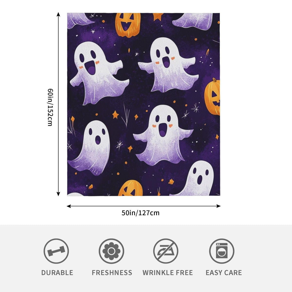 CDSASHCA Spooky Cute Flannel Blanket,Soft Fleece Throw with Smiling Ghosts Motif,Lightweight & Warm,Ideal for Fall Snuggles Or Festive Presents,Vibrant Design,Gifts for Friedns and Family 50X60 Inch