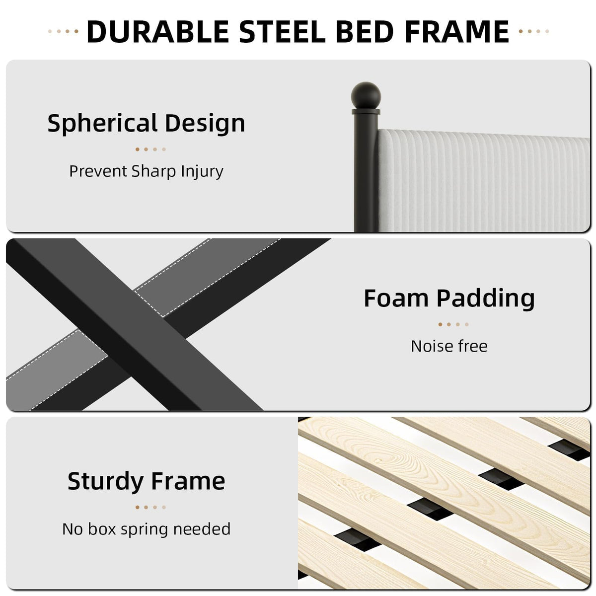 BarnFurin Full Size Bed Frame with Headboard, Upholstered Metal Platform Bed with Corduroy Velvet and Wooden Slats, Sturdy Noise-Free Design, Easy Assembly, No Box Spring Needed, White