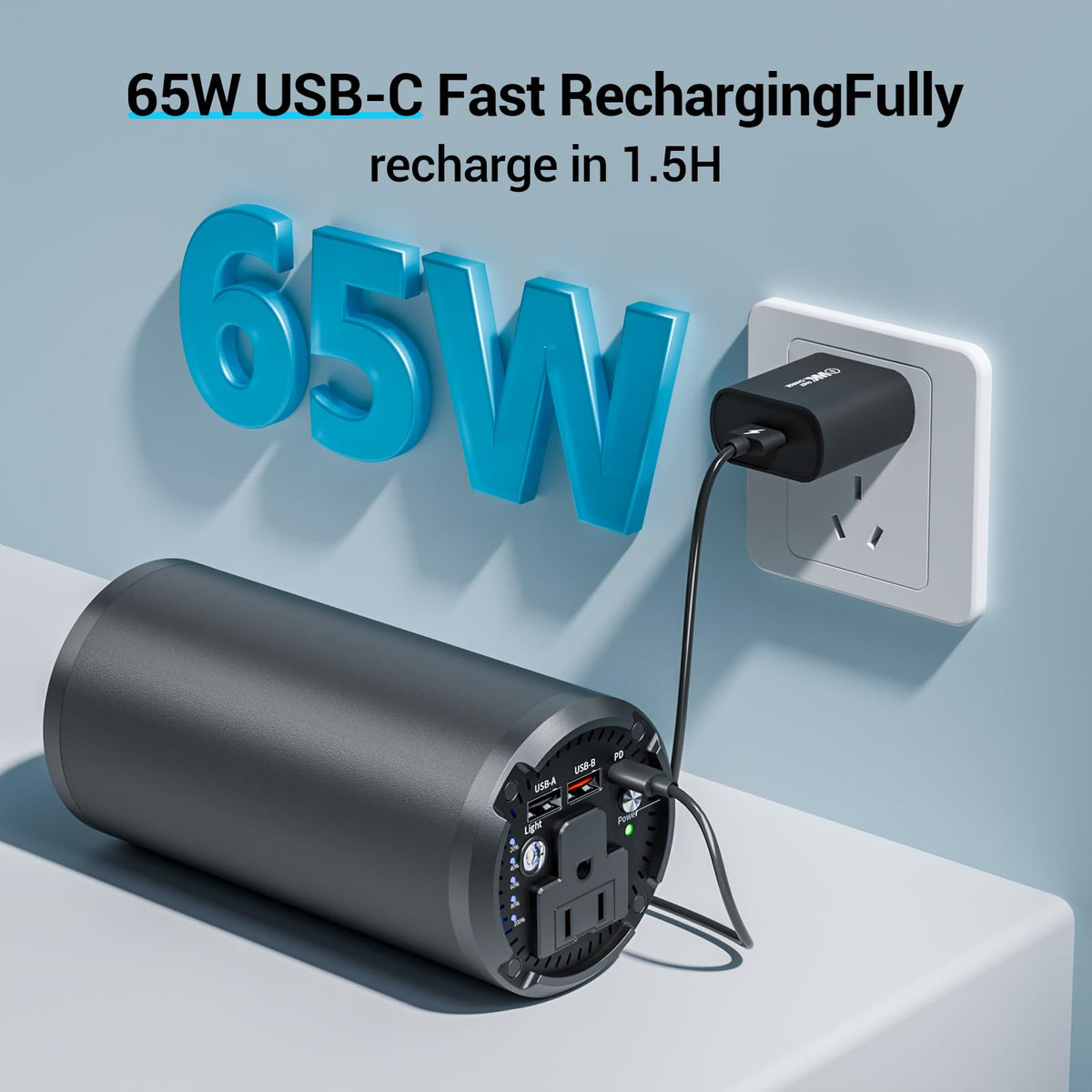 Portable Charger Laptop Power Bank With AC 100W Outlet,65W PD External Battery Pack Charger,Universal 98Wh/27000mAh lightweight Charger Power Station for Outdoor,travel,Camping,Home Office Emergency