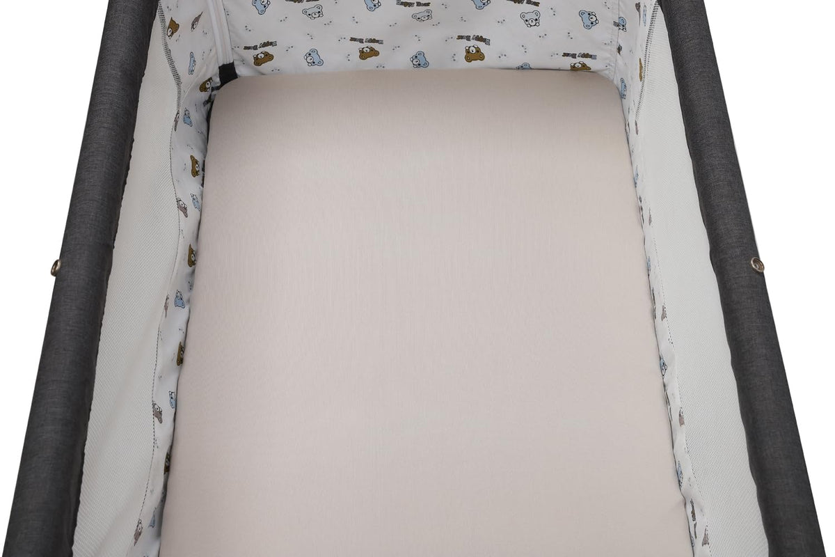Tontukatu Stretchy Fitted Crib Sheets Set 2 Pack Portable Crib Mattress Topper for Baby Girl Boy,Ultra Soft Jersey Material, Cream & Cloud