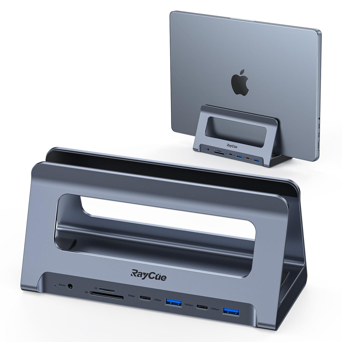 RayCue USB-C Docking Station for MacBook Pro/Air, Dual HDMI, USB-C Dock with 10Gbps, PD3.0, RJ45, 2xUSB 3.0, 2xUSB 2.0, SD/TF, Audio