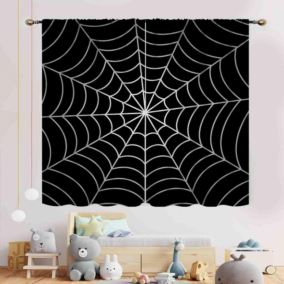 TKUYO Super Hero Spider Curtains, Black Superhero Spider Web Boys Curtains for Kids Baby Room Living Room Bedroom Nursery Playroom Blackout Drapes 2 Panel Sets, 42"x45" Inch