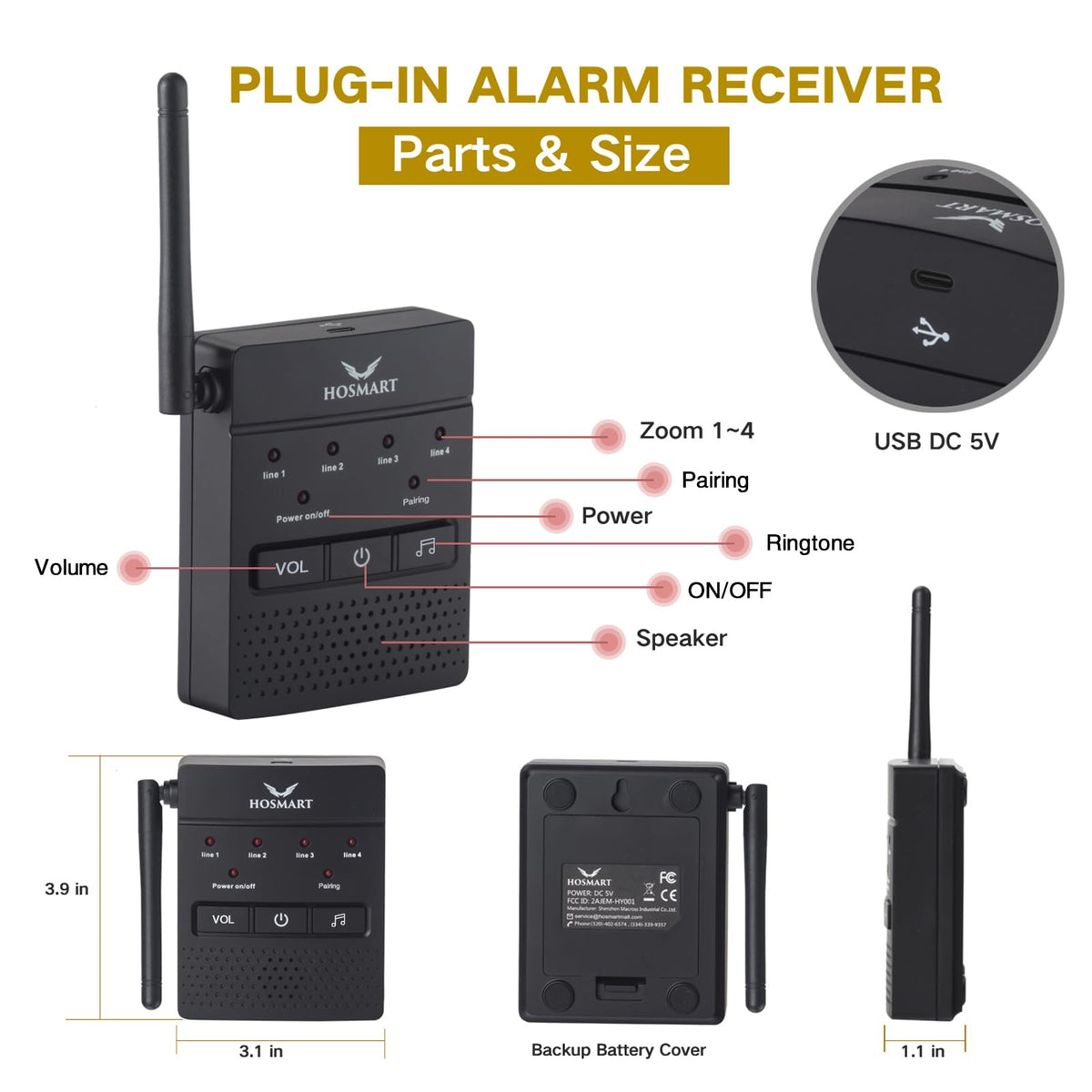 1/2 Mile Hosmart Driveway Alarm Wireless Sensor System & Driveway Sensor Alert System Weatherproof Security Outdoor Motion Sensor & Detector